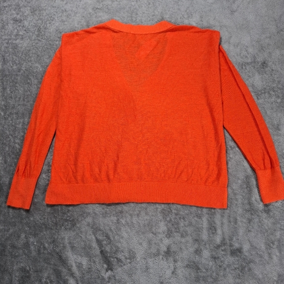 LOFT Women’s Orange Drop Shoulder V-Neck Button Down Cardigan Sweater Size M - Picture 6 of 12